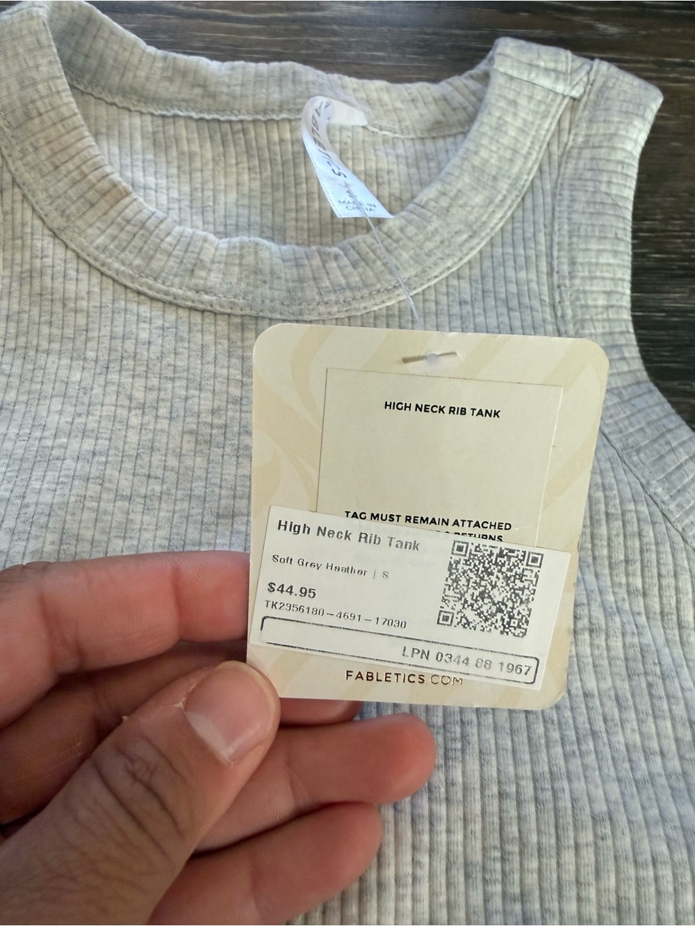 Fabletics Light Gray Ribbed Tank Top - Picture 3 of 3